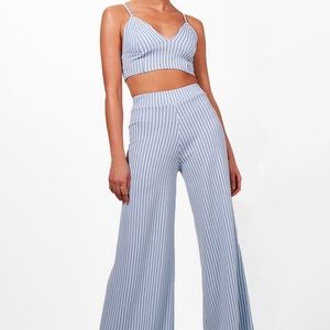 Tall Pinstripe Bralet & Leg Pants Co-Ord